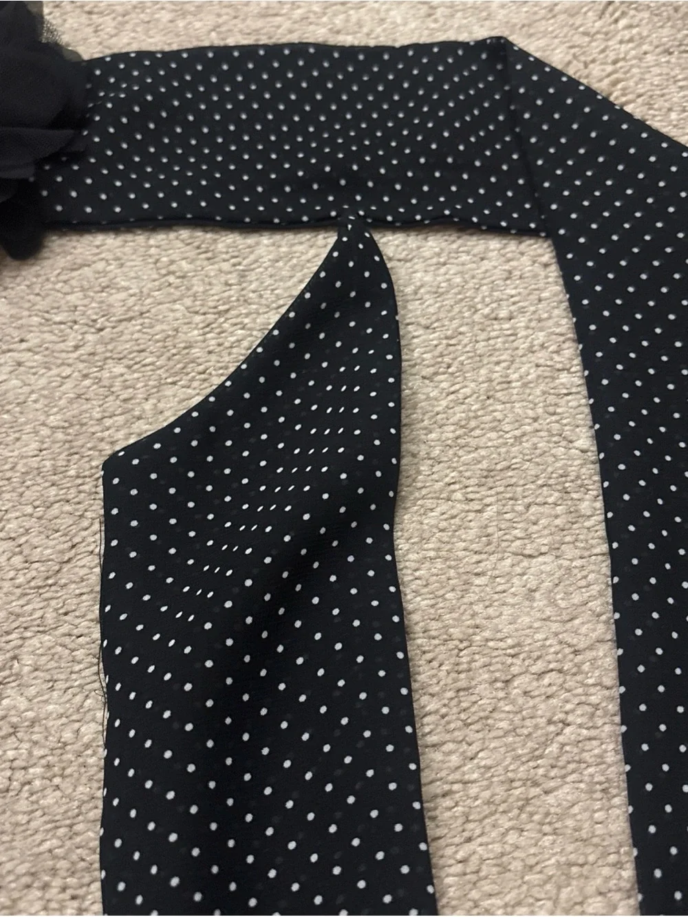 WHBM Flower Sush Belt One Size Fits All Ribbon Back Polka Dot Black And White